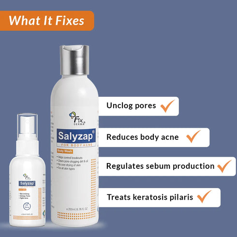 Fixderma Skincare Body Acne Kit | Salicylic Acid + Tea Tree Oil Treatment For Body Acne